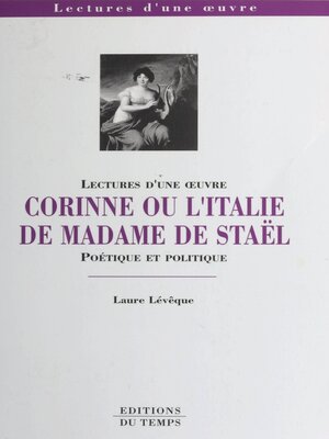 cover image of Corinne ou L'Italie de madame de Staël